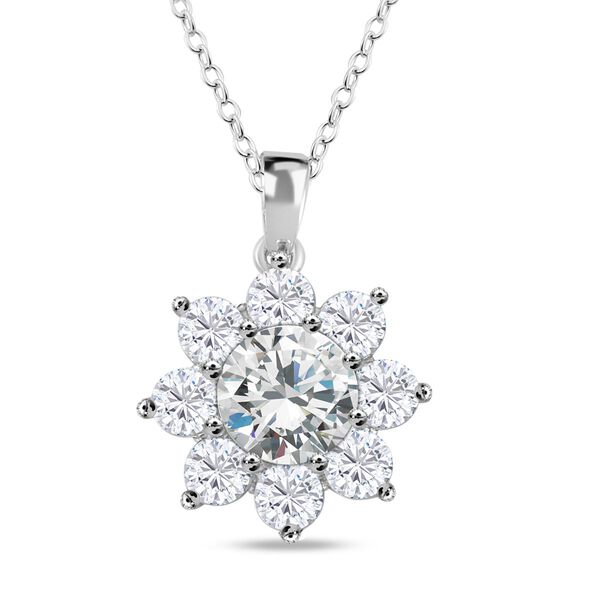 3er-Set - Wei&szlig;er Zirkonia-Anh&auml;nger mit 50cm Kette und Ohrringe - 3ct. image number 2