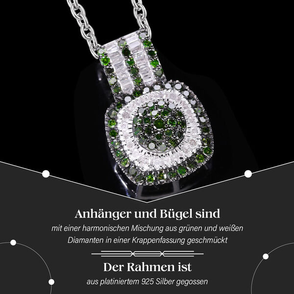 Gr&uuml;ner und wei&szlig;er Diamant-Anh&auml;nger mit 50cm Kette - 0,98 ct. image number 2