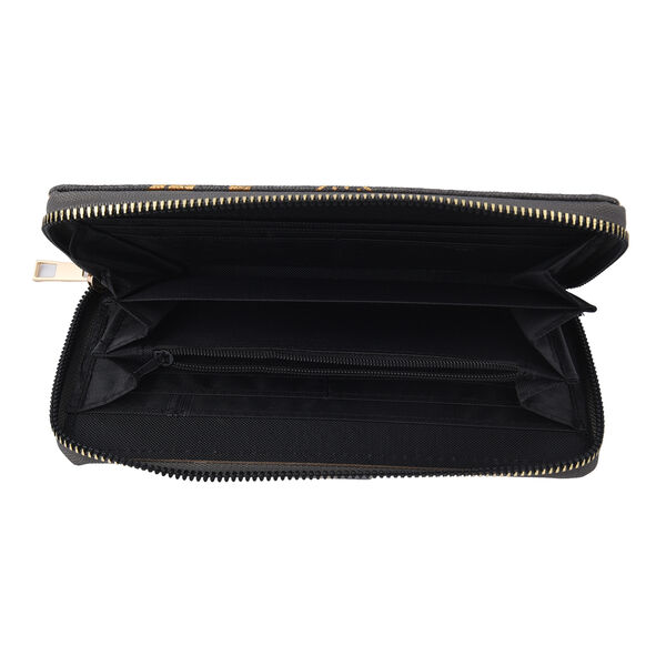 3er-Set Jute Brieftasche, Blattmuster, Gr&ouml;&szlig;e 19,5x3x9,5 cm, Grau und Gold image number 3