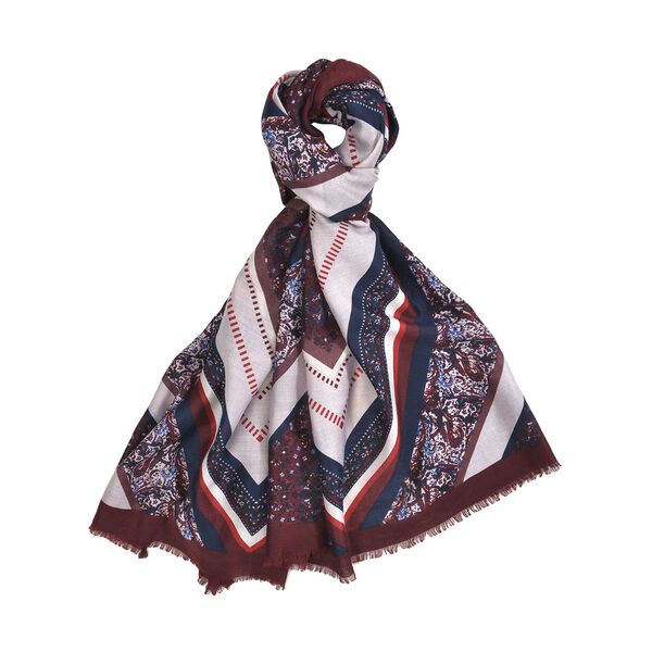 Wolkenweicher Schal mit Rautenmuster, Burgund image number 0