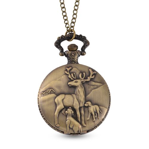 STRADA Rehmuster Antikbronze-Taschenuhr - mit japanischem PC21S-Uhrwerk und wasserresistenter 78 cm ca. 47,00g image number 0