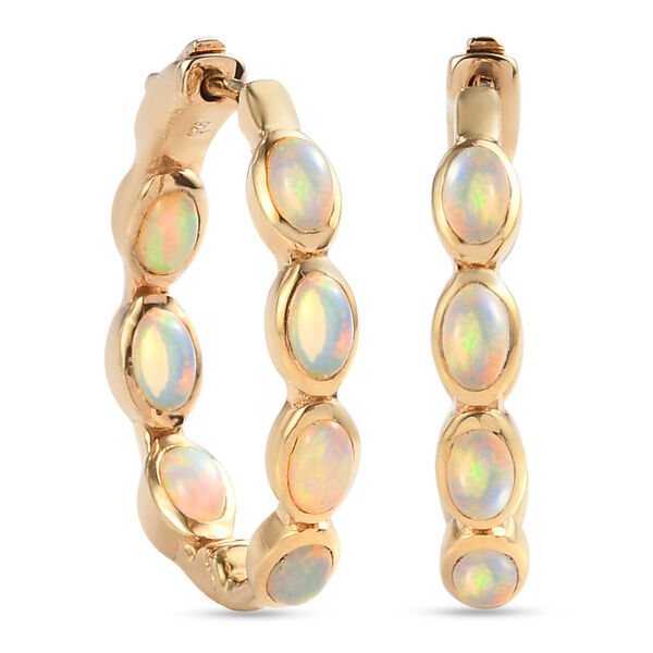 Natürlicher Äthiopischer Opal Ohrringe 925 Silber Gelbgold Vermeil ca. 2,72 ct image number 4