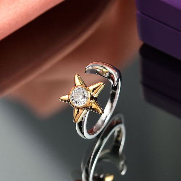 D'Joy Moissanit Ring, 925 Silber vergoldet und platiniert - 0,49 ct. image number 2