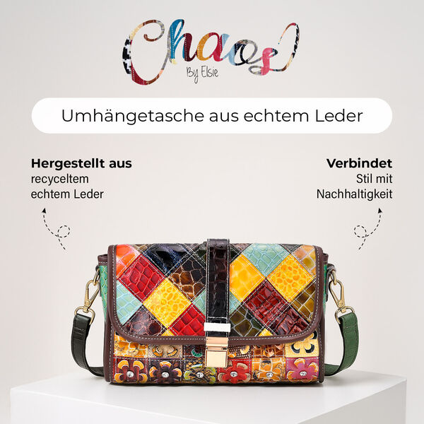 Chaos by Elsie Crossbody-Tasche aus echtem Leder, RFID-Schutz, Kroko-Pr&auml;gung und Mini-Taschenlampe, 28x10x18 cm image number 2