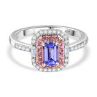 AA Tansanit, Weißer Zirkon Ring 925 Silber rhodiniert (Größe 18.00) ca. 1,10 ct