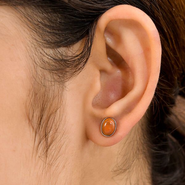 Orange Mojave T&uuml;rkis Ohrstecker, 925 Silber ca. 2.66 ct image number 3