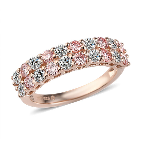 LUXURIANT DIAMOND - Rosa Diamant SI, Lab Grown Diamant VS-EF Ring 925 Silber 750 Ros&eacute;gold Vermeil (Gr&ouml;&szlig;e 17.00) ca. 1.35 ct