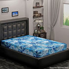 Spannbetttuch aus 100% Mikrofaser, Blattmuster mit Blaut&ouml;nen