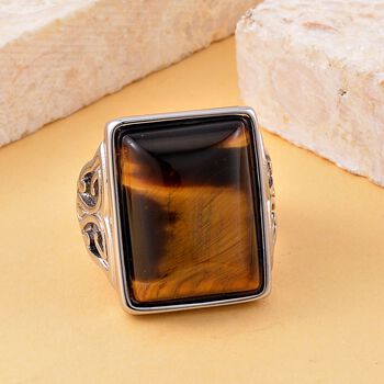 Gelbes Tigerauge Ring, 316L Edelstahl, (Gr&ouml;&szlig;e 16.00), ca. 5.00 ct