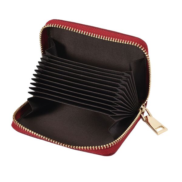 Rautenf&ouml;rmig gesteppte Brieftasche aus 100% echtem Leder, 10x2x9cm, burgunder image number 4