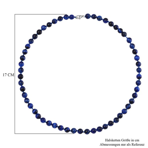 Blaue Tigerauge Halskette ca. 50 cm 925 Silber rhodiniert ca. 208.50 ct image number 5