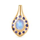 Regenbogen Mondstein, Iolit Anhänger Messing ca. 3,55 ct.