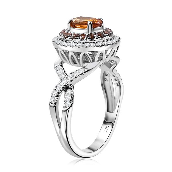 LUXORO zertifiziert und gepr&uuml;ft AAA Orange Saphir, roter und wei&szlig;er Diamant Ring 585 Wei&szlig;gold - 2,13 ct. image number 3