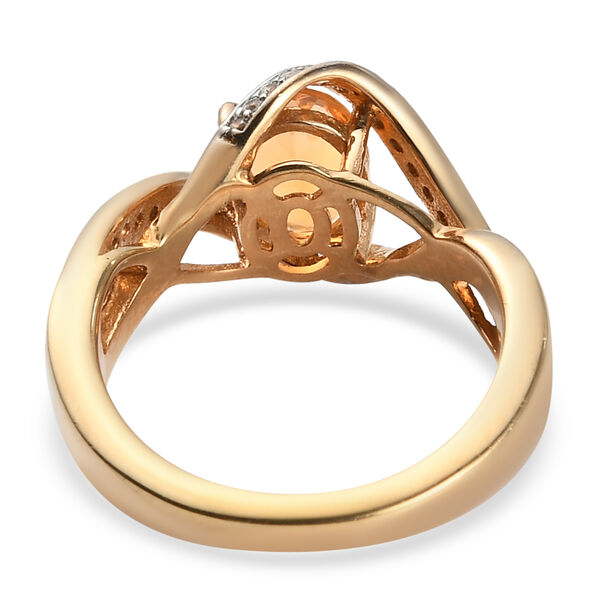 Mexikanischer Kirschfeuer-Opal und Zirkon Ring 925 Silber vergoldet  ca. 1,17 ct image number 6