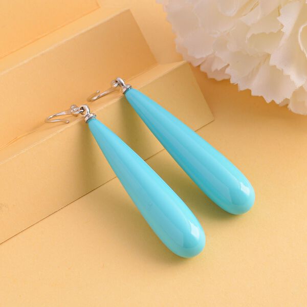 Sleeping Beauty T&uuml;rkis farbe Muschelperle Ohrringe 925 Silber rhodiniert image number 2