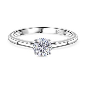 Moissanit Ring 925 Silber rhodiniert (Größe 17.00) ca. 0,46 ct