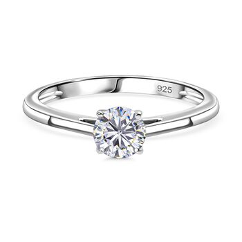 Moissanit Ring, 925 Silber rhodiniert - 0,46 ct.