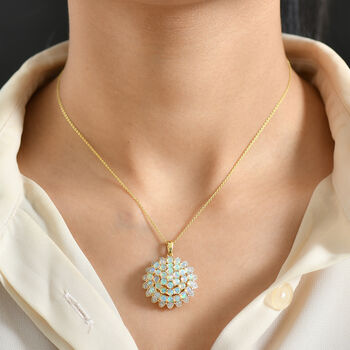 D'Joy AA Nat&uuml;rlicher, &auml;thiopischer Welo Opal, Wei&szlig;er Zirkon Schmuckset ca. 50 cm 925 Silber 750 Gelbgold Vermeil ca. 4,97 ct.