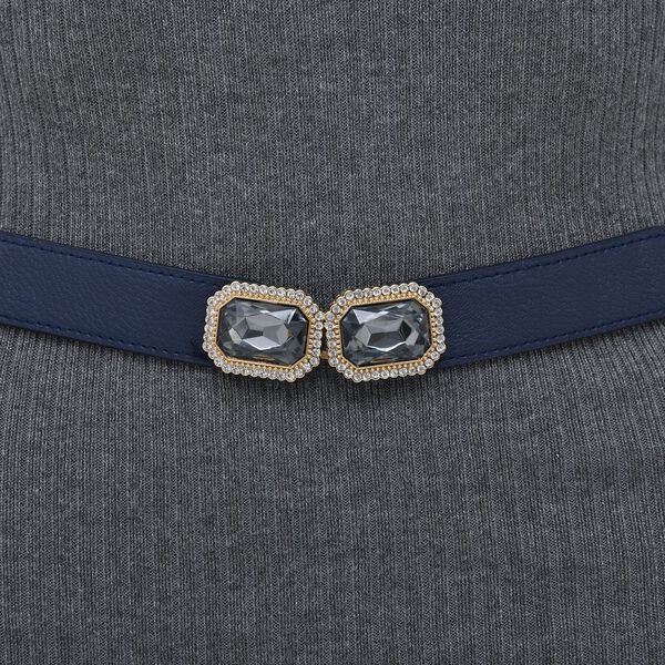 Modischer G&uuml;rtel mit Metallschnalle, Gr&ouml;&szlig;e 4x75 cm, gewebt, Dunkelblau image number 4