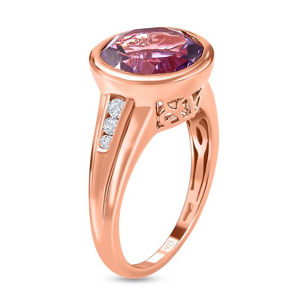 Rose de France Amethyst, wei&szlig;er Zirkon Ring, 925 Silber ros&eacute;vergoldet (Gr&ouml;&szlig;e 17.00) ca. 4.99 ct image number 5