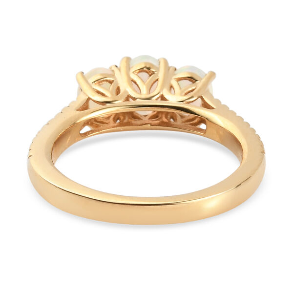 Nat&uuml;rlicher &Auml;thiopischer Opal 3 Stein Ring 925 Silber vergoldet  ca. 0,75 ct image number 6