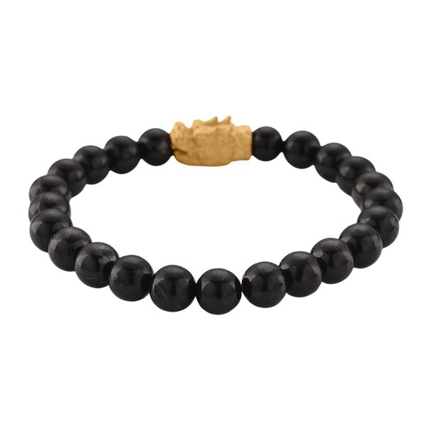 Shungit Armband, flexibel, 925 Silber vergoldet ca. 75.00 ct image number 3