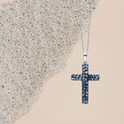 Blauer Diamant Kreuz-Anhänger mit Kette, 925 Silber platiniert ca. 0.50 ct image number 2