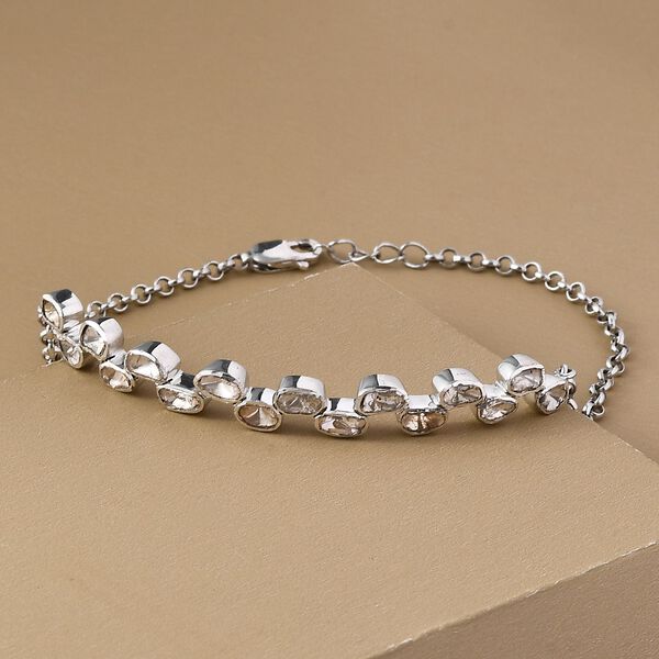 Handgearbeitetes, natürliches Polki Diamant-Armband, ca. 18.5 cm, 925 Silber platiniert ca. 1.00 ct image number 1