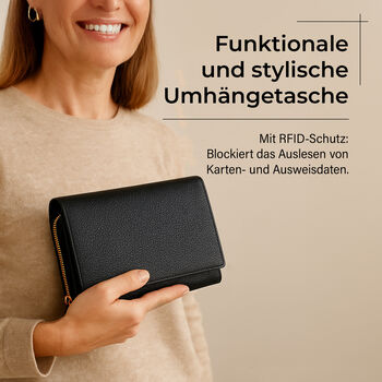 Crossbody-Tasche mit &Uuml;berschlag, Gliederriemen und RFID-Schutz, 20x4x14 cm, Schwarz