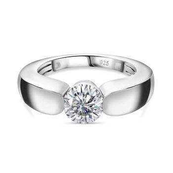 Moissanit Ring, 925 Silber  platiniert  - 0,94 ct.