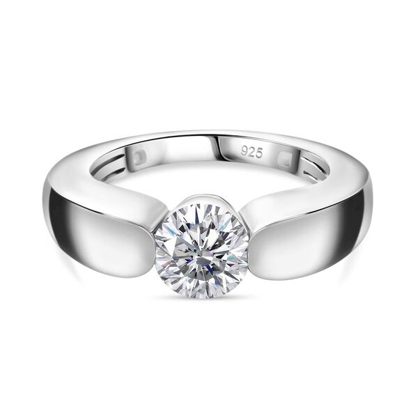 Moissanit Ring, 925 Silber  platiniert  - 0,94 ct.