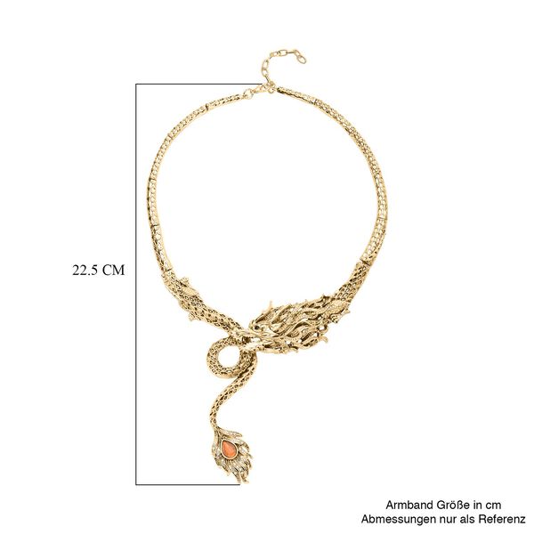 Stimulierte, orangefarbene Katzenaugen und wei&szlig;e Kristall-Halskette 40,5 cm - 0,60 ct. image number 8