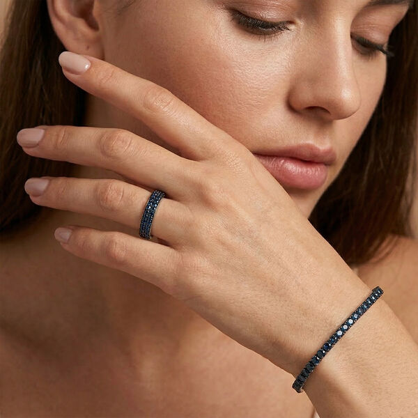 Blauer Diamant Ring und 19cm Armband image number 3