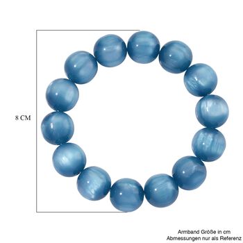 Simuliertes flexibles Apatit blaues Katzenauge Armband - 180 ct.
