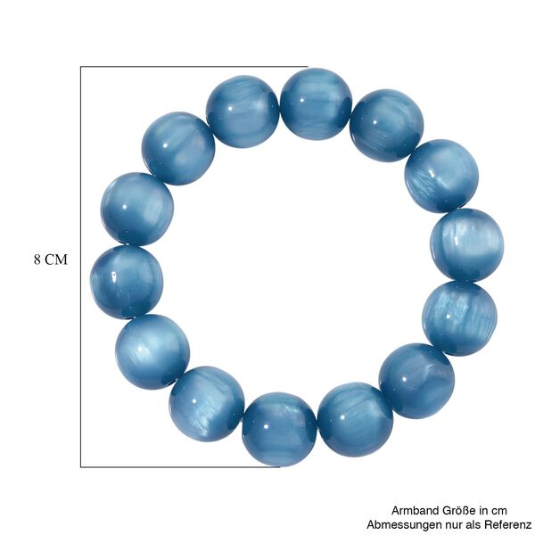 Simuliertes flexibles Apatit blaues Katzenauge Armband - 180 ct. image number 4