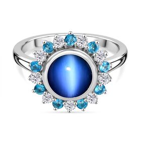 D'Joy Aurora Mondstein, Neon Apatit und Zirkon Ring - 2,99 ct. D'Joy Aurora Mondstein, Neon Apatit und Zirkon Ring - 2,99 ct.