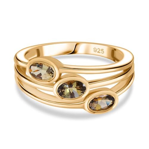 AA Natürlicher goldener Tansanit Ring 925 Silber 750 Gelb Vergoldet (Größe 17.00) ca. 0,69 ct image number 0
