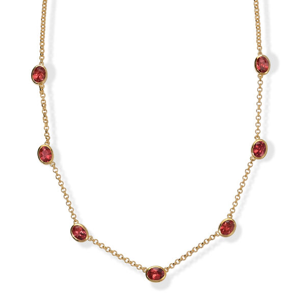 D'Joy Lab Grown Padparadscha-Saphir Halskette ca. 45 cm 925 Silber 750 Gelbgold vermeil ca. 12,56 ct.