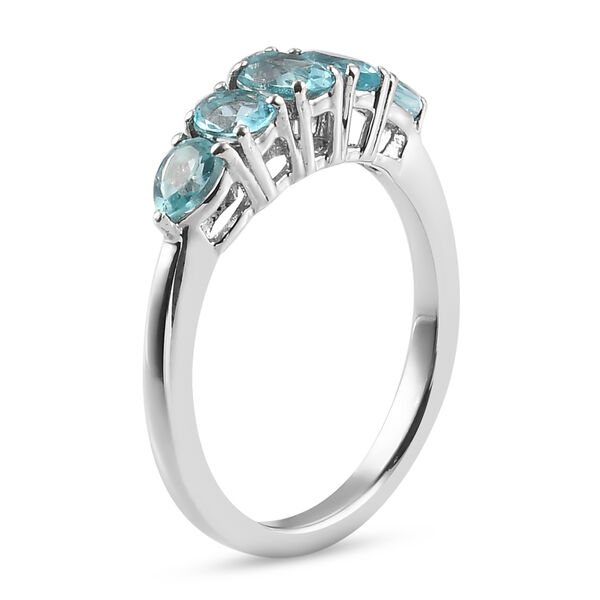 Paraiba-Topas 5 Stein Ring 925 Silber Platin-Überzug image number 5