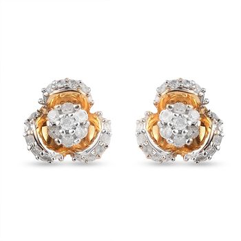 Diamant-Ohrstecker, 925 Silber Gelbgold Vermeil ca. 0,33 ct