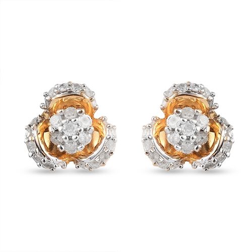 Florale Diamant-Ohrstecker in Silber image number 0