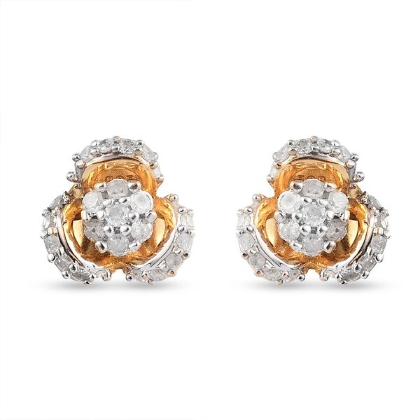 Florale Diamant-Ohrstecker in Silber