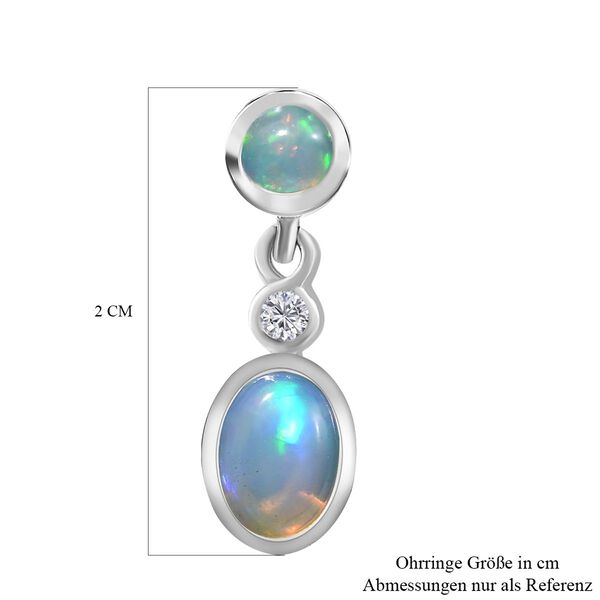 AA natürliche, äthiopische Welo Opal und Zirkon-Ohrringe - 1,55 ct. image number 7