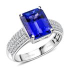 Rhapsody AAAA Tansanit, Weißer Diamant Ring 950 Platin (Größe 18.00) ca. 4,70 ct