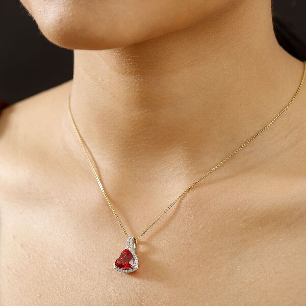 AAA Lab Grown Padparadscha Saphir, Lab Grown Diamant Schmuckset 417 Gold, 417 Gold Gelbes Gold ca. 3,87 ct. image number 2