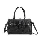 Patchwork-Umhängetasche aus Schafleder, 40 x 16,5 x 25,5 cm, Schwarz