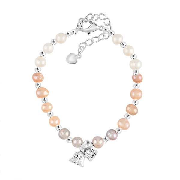 Mehrfarbige S&uuml;&szlig;wasser Perle Armband ca. 15.25 cm + 5 cm Extender, Nickelfreies Messing Silberfarben