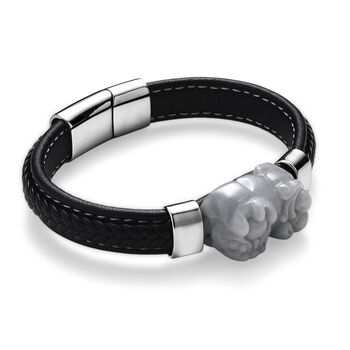 Wei&szlig;e Jade Armband ca. 19 cm 316L Edelstahl (10-15 Werktage Lieferzeit) ca. 125.00 ct