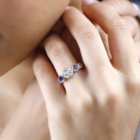 GP Celestial Dream Kollektion - Afrikanischer Amethyst, himmelblauer Topas, Zirkon und Kanchanaburi blauer Saphir-Ring - 0,76 ct.