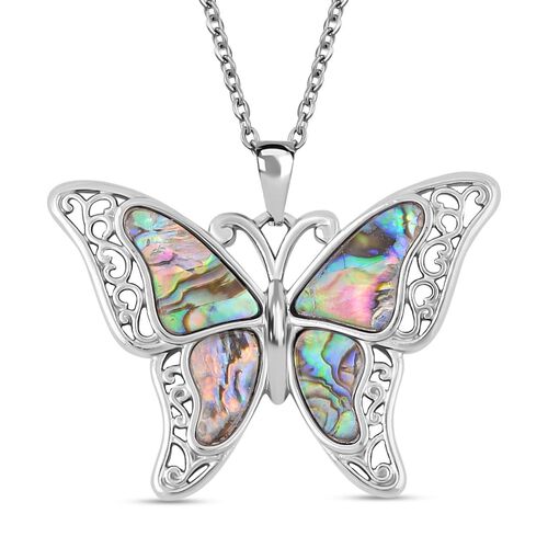 Abalone Muschel Anhänger mit Kette, Edelstahl, ca. 5.00 ct image number 0
